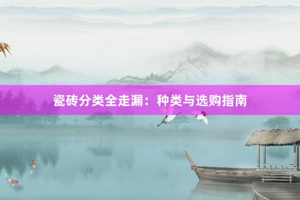 瓷砖分类全走漏：种类与选购指南